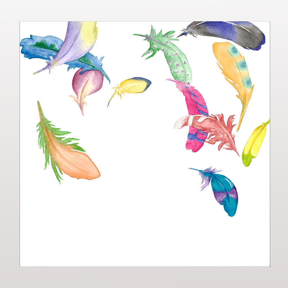 Josie's Feathers Up & Down - Watercolor  Prints