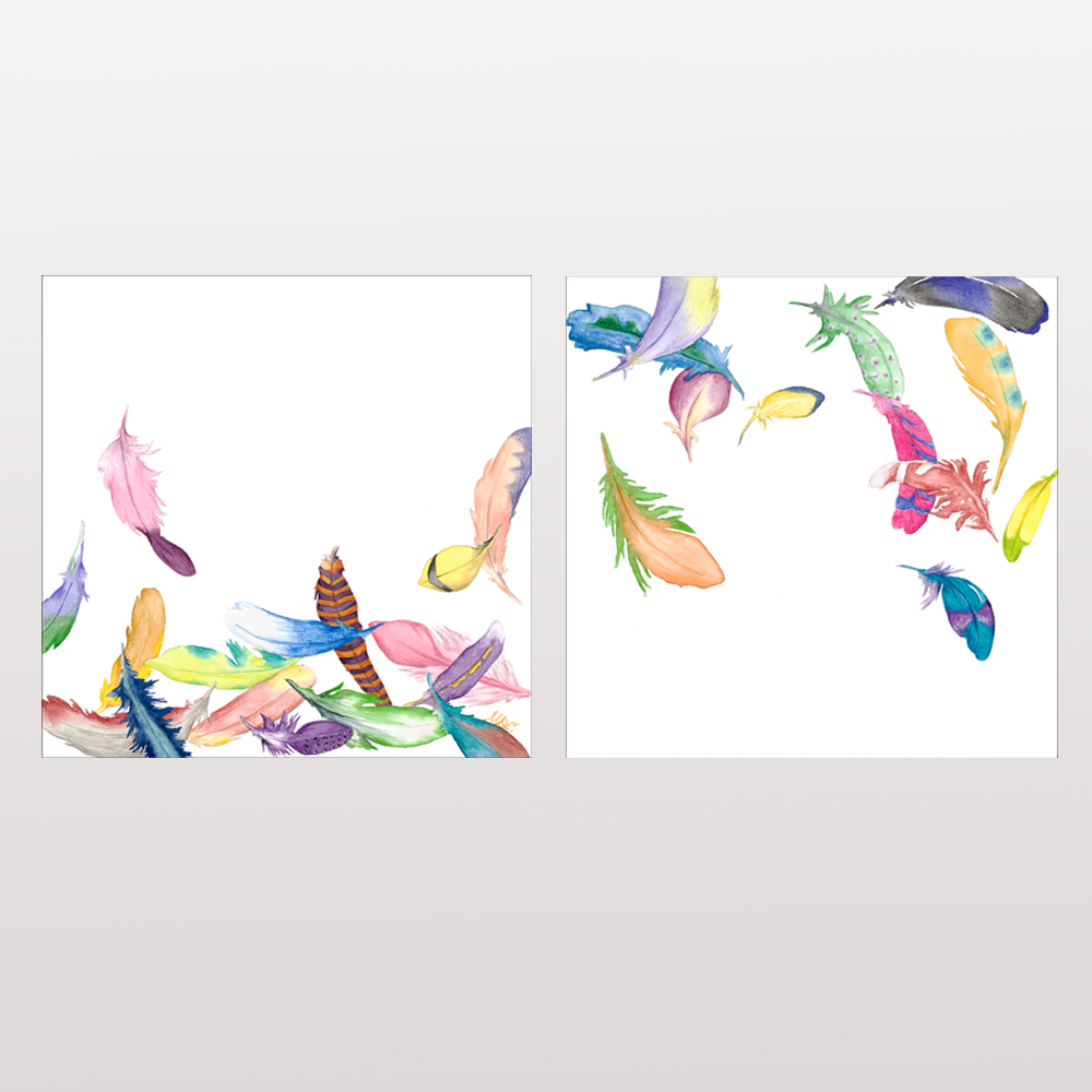 Josie's Feathers Up & Down - Watercolor  Prints