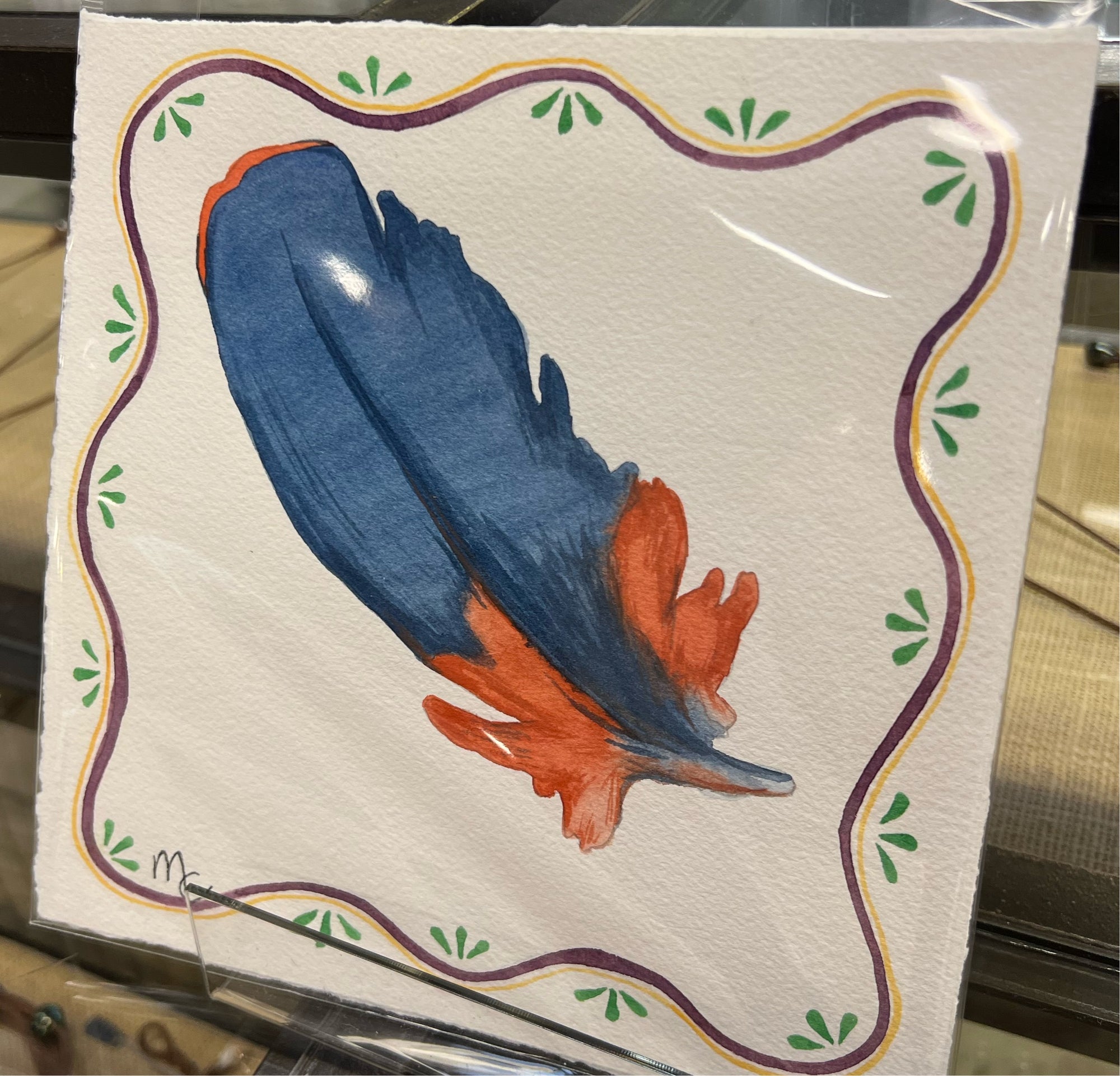 Blue and Orange Feather
